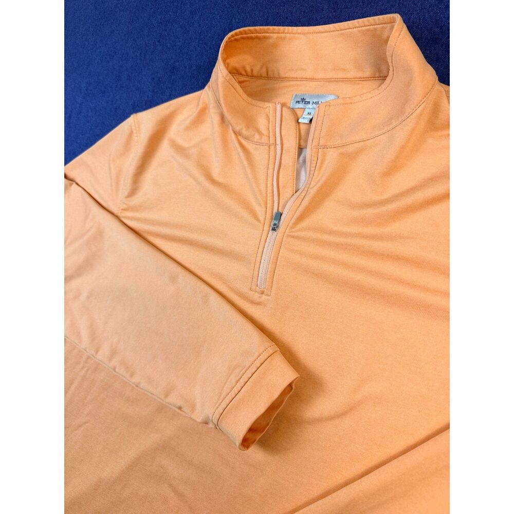 Peter Millar Men’s XL Orange Quarter Zip Pullover Performance Golf Casual